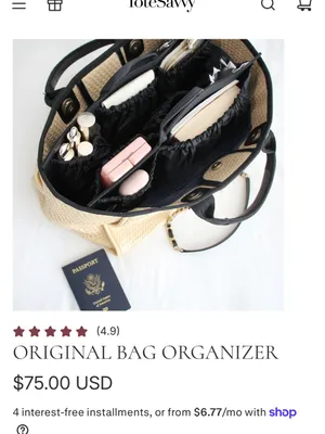 Tote savvy bag organizer Gray thumbnail 8