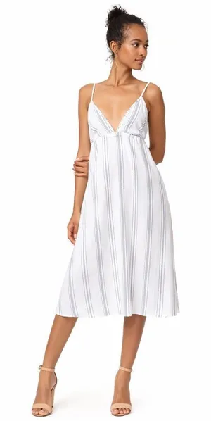 Clayton Gauzy Revolve White Blue Stripe Coastal Harmony Dress thumbnail 1