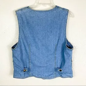 Vintage Liz Wear Paisley Striped Embellished Denim Vest thumbnail 2