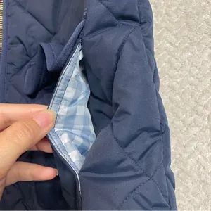 J.Crew Womens S Navy Blue Puffer Zip Up‎ Vest Gingham Print Snap Buttons Preppy thumbnail 10