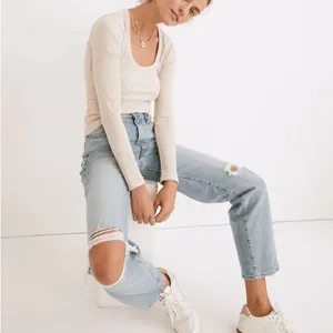 Madewell The Perfect Vintage Straight Denim Jeans Women’s 25 Danny Wash Knee Rip thumbnail 2