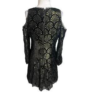 Alice + Olivia Aria Metallic cold shoulder‎ mini dress Sz 6 thumbnail 9