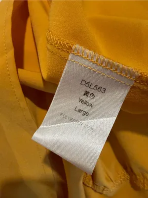 Yellow Button-Front Sleeveless Knee-Length Dress with Classic Collar Size L thumbnail 3