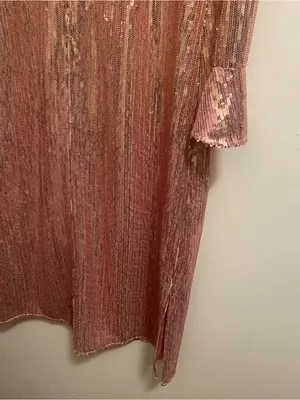 Rachel Parcell Womens Midi Dress S Small Rose Gold Pink Sequins Allover Formal thumbnail 8