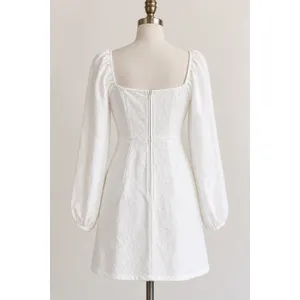 Francesca's Mini Dress Women M White Floral Lace LS Slit Romantic Feminine NWT thumbnail 2