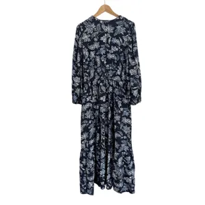LOFT Paisley Bow Pocket Boho Maxi‎ Dress Blue NWT Size Large thumbnail 3