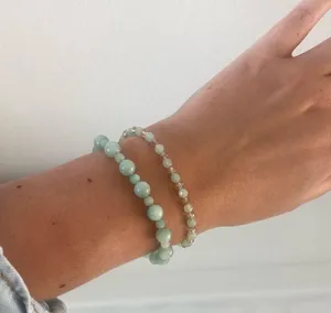 Seafoam Beaded Bracelets Set of 2 thumbnail 2