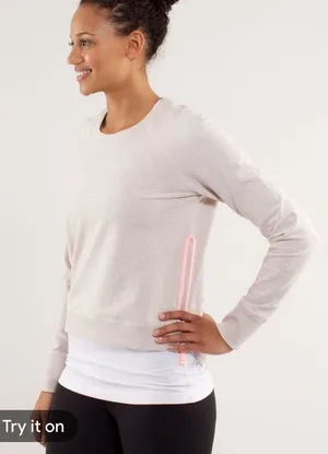 Lululemon Rejuvenate Pullover Sweatshirt Ivory Cream Pink Side Zip Top Women's 6 thumbnail 1