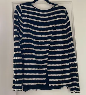 White House Black Market Black Stripe Flowing Sweater Top Women's Medium thumbnail 2