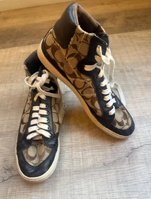 Coach Signature C High-Top Sneakers Brown Black Women's Size 8.5 Y2K thumbnail 1