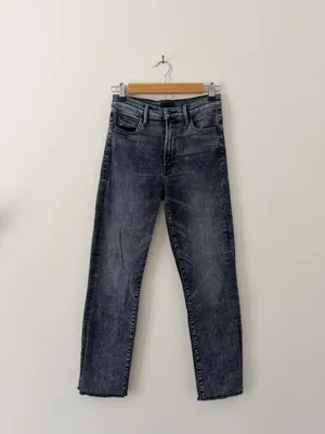 Mother High Waisted Rascal Snippet Ankle Jeans Washed Black thumbnail 3