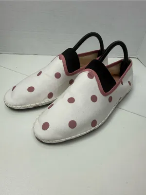 J. Crew Cream Canvas Flats with Rose Polka Dots size 8.5 thumbnail 10