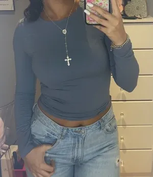 White fox tight fitting long sleeve thumbnail 1