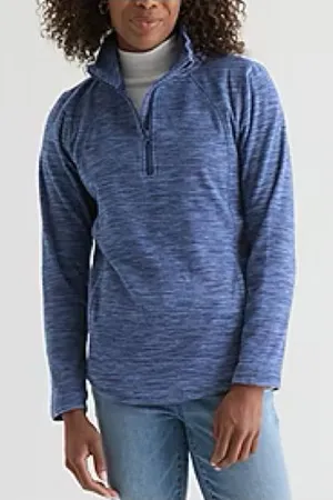 St. John’s Bay Active Blue Space Dye 1/4 Zip Pullover Fleece Lined Size Small‎ thumbnail 1