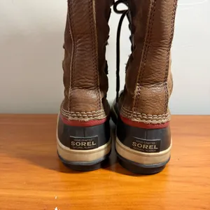 Sorel Joan‎ of Arctic Tall Lace Up Snow Boot Waterproof Leather Brown Tan 7.5 thumbnail 3