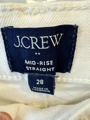 J. Crew Women White Denim Mid Rise Straight Fit Zip Jeans Size 28 thumbnail 2