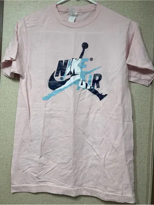 Tultex Pink Short Sleeve Tee with Navy and Light Blue Nike Air Graphic thumbnail 1