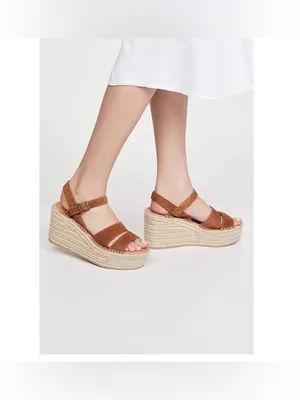 Soludos Womens Como Platform Wedge Sandals Brown suede size 6 preowned thumbnail 4