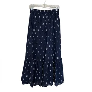 NEW LOFT Clip Tiered Pull-On Midi Skirt in Navy Blue - Size XS thumbnail 3