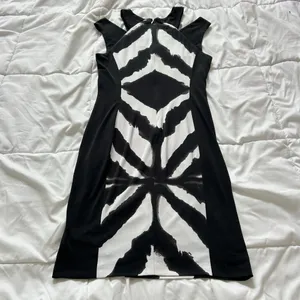 Cache Dress Womens 10 Black White Contrast Midi Sheath‎ Sleeveless Business Y2K thumbnail 7