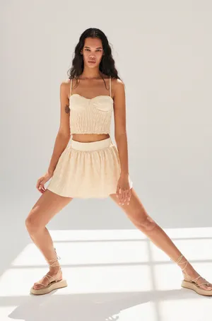 Bustier Smocked Crop Top thumbnail 1