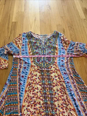 Soft Surroundings Fifi Bell Sleeve Embroidered Boho Top Sz L thumbnail 4