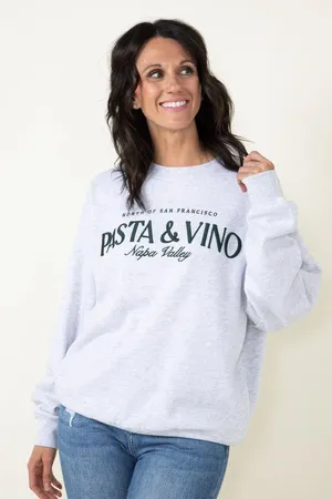 Pasta and Vino Crewneck Gray thumbnail 1