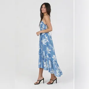 NWT Angie LACE UP BACK DETAIL MIDI DRESS WITH SIDE SLIT Blue Size Small thumbnail 2