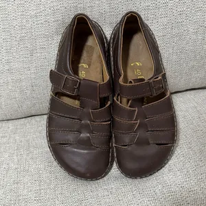 Birkenstock Brown Leather Footprints Madeira Fisherman Sandal Shoe Size L9/M7 thumbnail 2