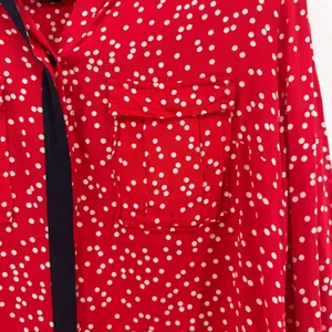 Maeve Anthropologie Bagatelle‎ Red Polka Dot Long Sleeve Button Down Blouse 10 thumbnail 2