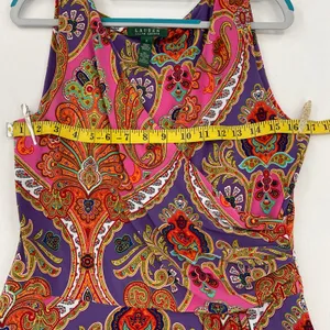 Lauren‎ Ralph Lauren Pink Purple Paisley Faux Wrap Dress Sleeveless Small thumbnail 6