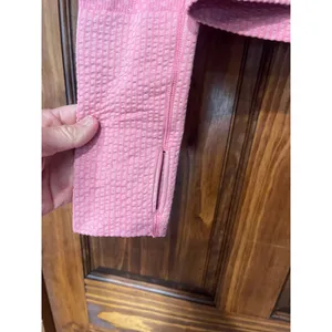 Lululemon Rest Less Cropped Half-Zip in the color Grid Warp Pink Blossom size 8 thumbnail 2