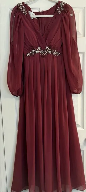Azazie Gypsy‎ Dress Sz A2 Burgundy Maxi Formal Mother Bride Wedding Bridesmaid thumbnail 1