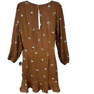 Abercrombie & Fitch Floral Wrap Dress Rust Orange Long Sleeve Boho Ruffle Hem M thumbnail 2