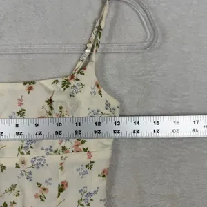 Reformation Floral Smocked Back Cami Top Cream Pink Blue Size 0 RN143248 thumbnail 3