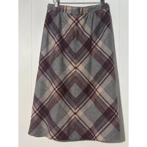 Vintage Panther Juniors 15 Plaid Wool Blend Midi Skirt A Line Pockets thumbnail 2
