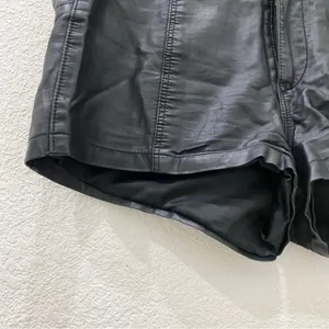 FREE PEOPLE High Rise Side Lace Up Tie Black Vegan Leather Pleather Shorts Sz 4 thumbnail 7