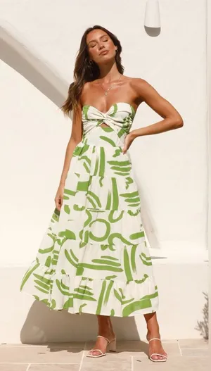 NWT‎ Billy J hazel midi dress in green print size 14 thumbnail 1