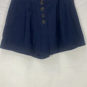 Gilli Navy Blue Linen Button Fly High Waisted Shorts Size Medium thumbnail 3
