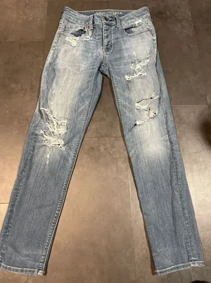 American Eagle Outfitters Distressed Jeans Super‎ Stretch Light Wash Denim B-901 thumbnail 1