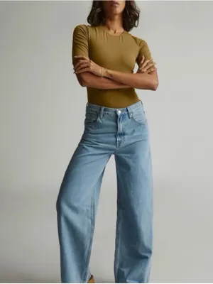 Everlane mustard tapenade Short Sleeve crewneck bodysuit, size S Supima cotton thumbnail 3