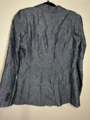 Club Monaco Borrem Linen Blue Heathered One Button‎ Preppy Quiet Luxury Blazer thumbnail 9