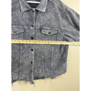 Pol Women’s Corduroy Button Distressed Gray Raw Hem Jacket Plus Size 3XL thumbnail 10