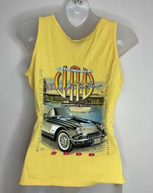Y2K 2006 Car graphic tank top yellow 100% Cotton size small thumbnail 1