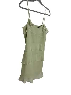 🌿✨ Lulu’s Sage Green Ruffle Tiered Chiffon Mini Dress Size‎ Small S ✨🌿 thumbnail 3