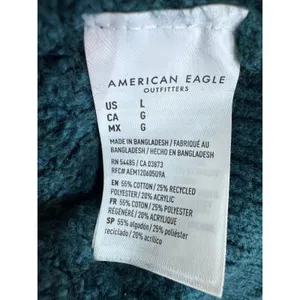 American Eagle Women's L Teal‎ Sweater Waffle Knit Pullover Cozy Relaxed Fit thumbnail 4