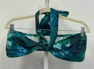 Princess Polly Satin Floral Halter Knot Front Crop Top Size 6 Garden Party thumbnail 1