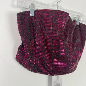 NWT Sincerely Jules Sequin Corset Crop Top Removable Straps Size Large L NEW thumbnail 2
