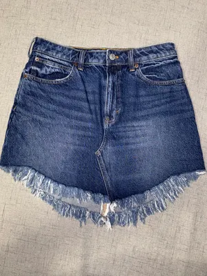 Free People Bailey Denim Mini Skirt Frayed Mountain Blue Size 28 thumbnail 6