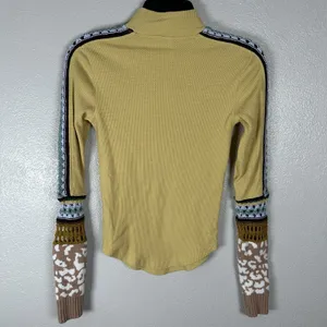 Free People Switch It Up‎ Thermal Top Womens XS Crochet Yellow Multicolor Boho thumbnail 4